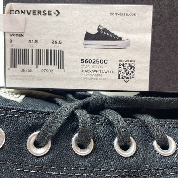 Converse WMNS CTAS LIFT OX
BLACK/WHITE/WHITE 560250C Platforms Sneakers - Picture 16 of 16